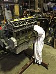 The engine finally assembled, new later model (lobe type) oil pump fitted. All tolerances on bearings, cylinders, camshaft etc to new engine...