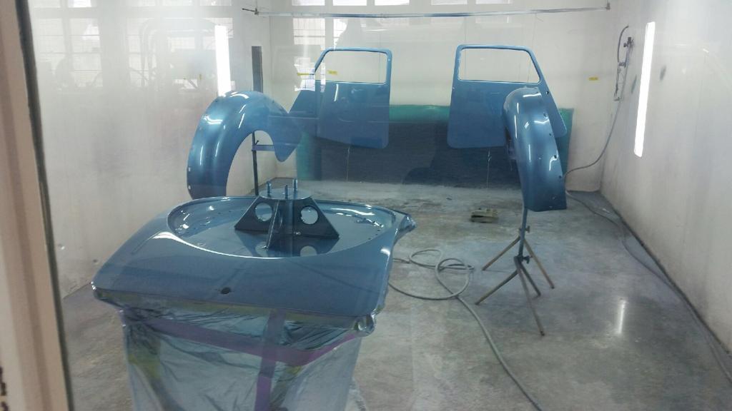 doors, boot lid and guards in the spray booth