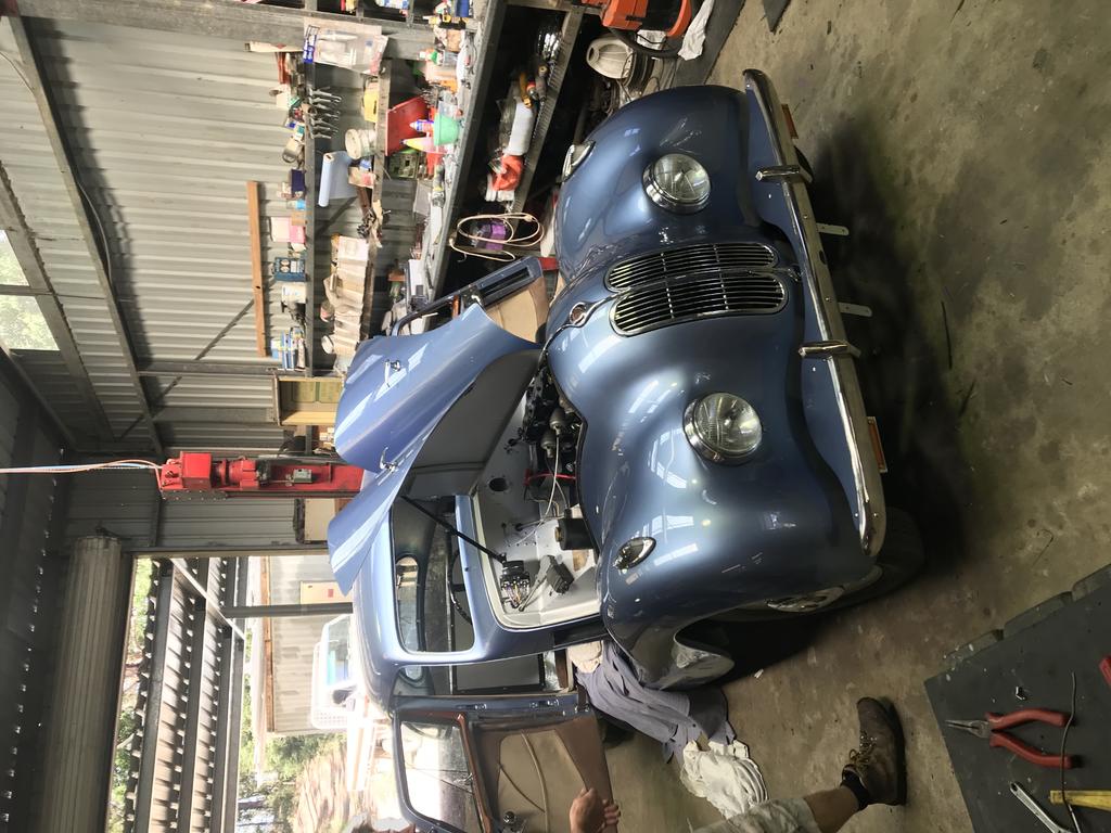 All body panels now bolted on, tuning the carburettors.