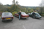 At the Wheatsheaf Inn, Combe Hay. KY Red, David Williams-Young with his red 411S5 (note the difference in the rear windshield), and Clive Best with...