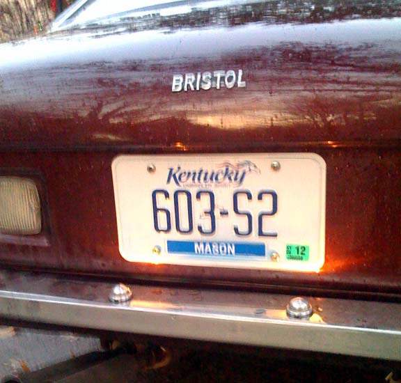 The new Kentucky number plate - complete vehicle ID.