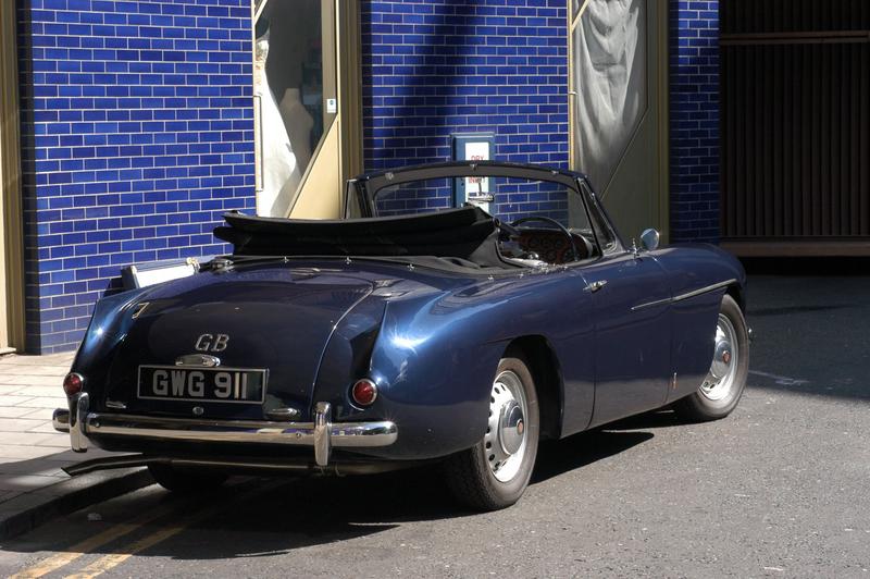 405 drophead rear three quarter view with roof down